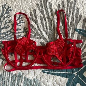 Elegant Red Lace Strappy Bra